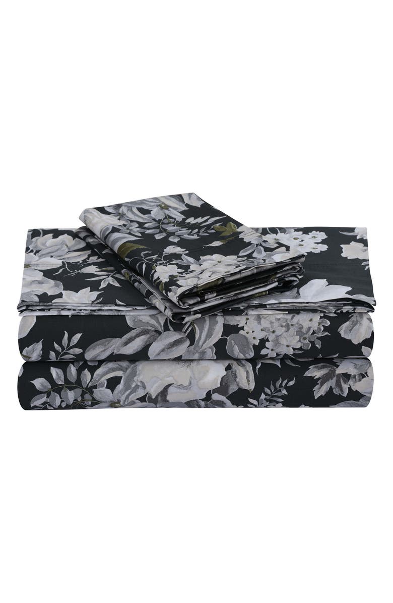 AZORES HOME Vernazza 300 Thread Count Cotton Sateen Sheet Set, Main, color, Charcoal