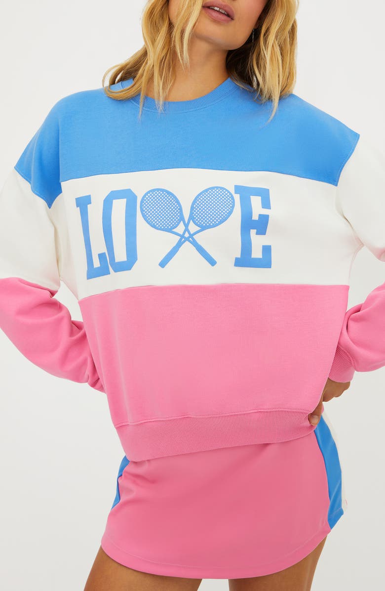 Beach Riot Devyn Oversize Colorblock Cotton Sweatshirt, Alternate, color, Cosmos Colorblock