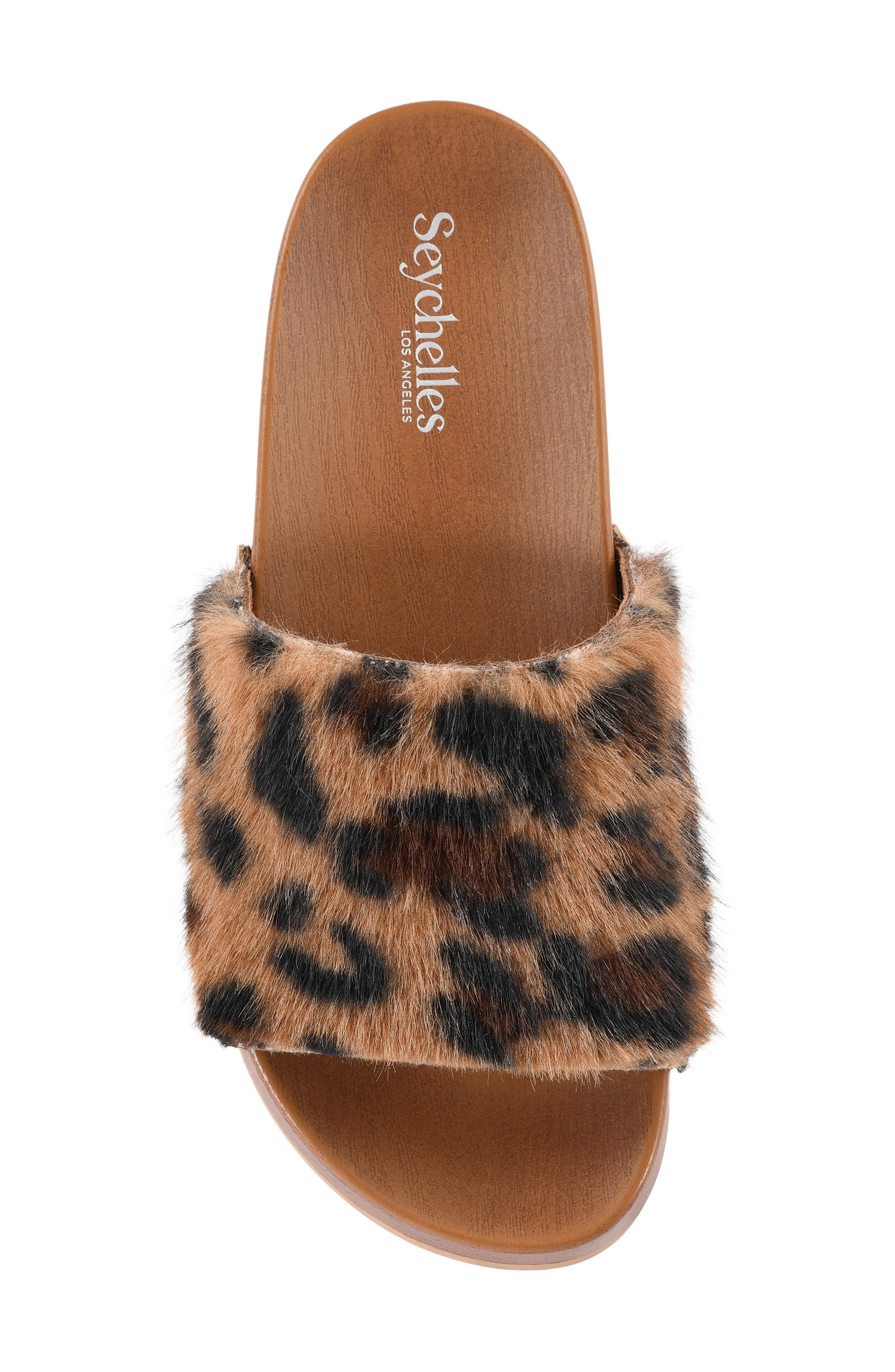 Windswell Faux Fur Slide Sandal, Alternate, color, LEOPARD