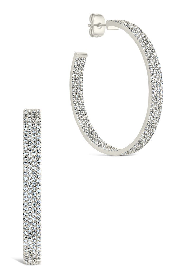 Cubic Zirconia Statement Inside Out Hoop Earrings, Main, color, SILVER