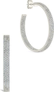 Sterling Forever Cubic Zirconia Statement Inside Out Hoop Earrings