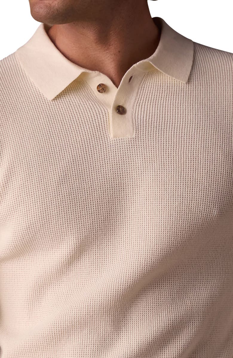 The Normal Brand Robles Long Sleeve Waffle Cotton Polo Sweater, Alternate, color, Cream