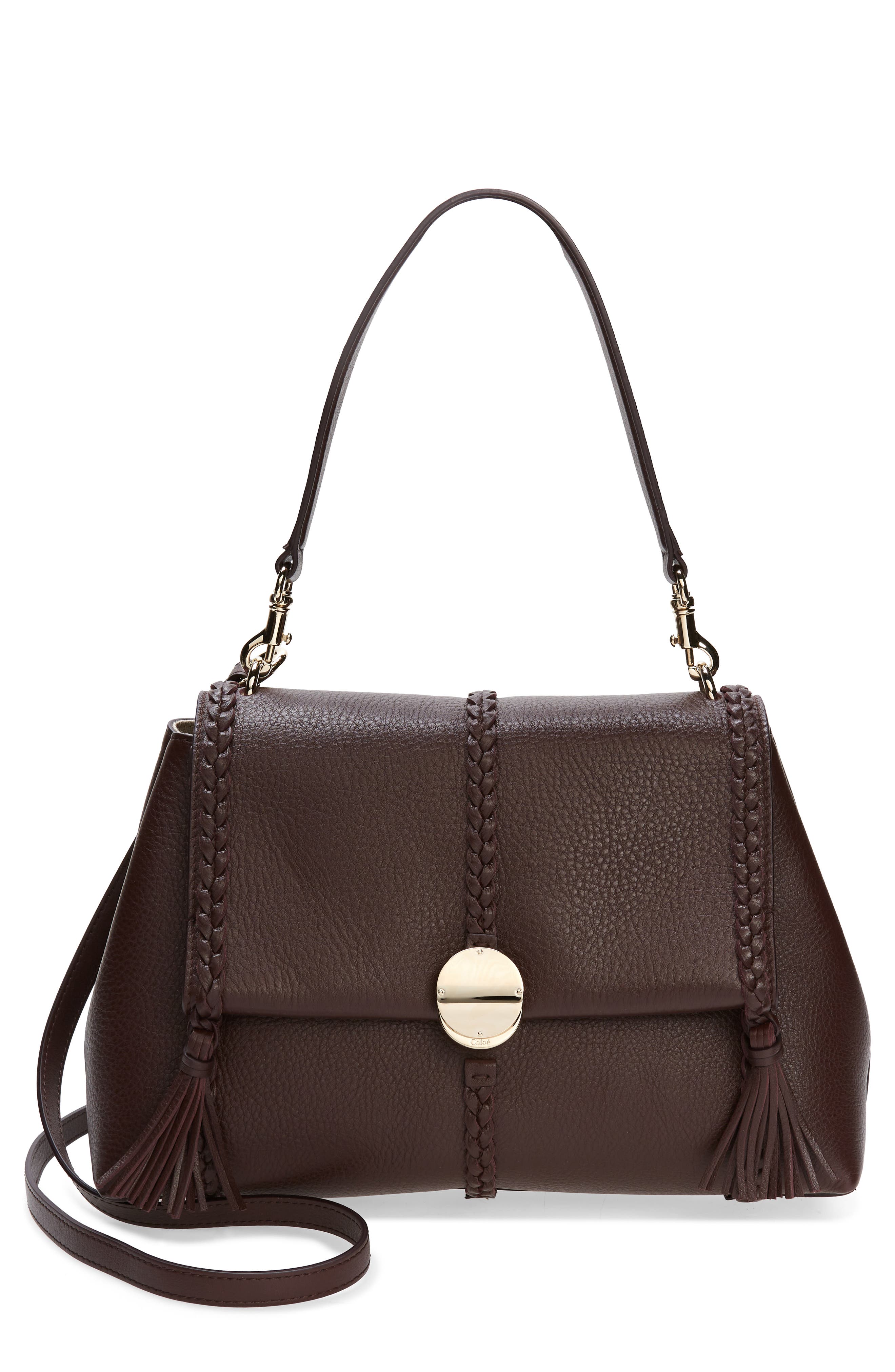 Medium Penelope Leather Bag, Main, color, DEEP VIOLINE 55P