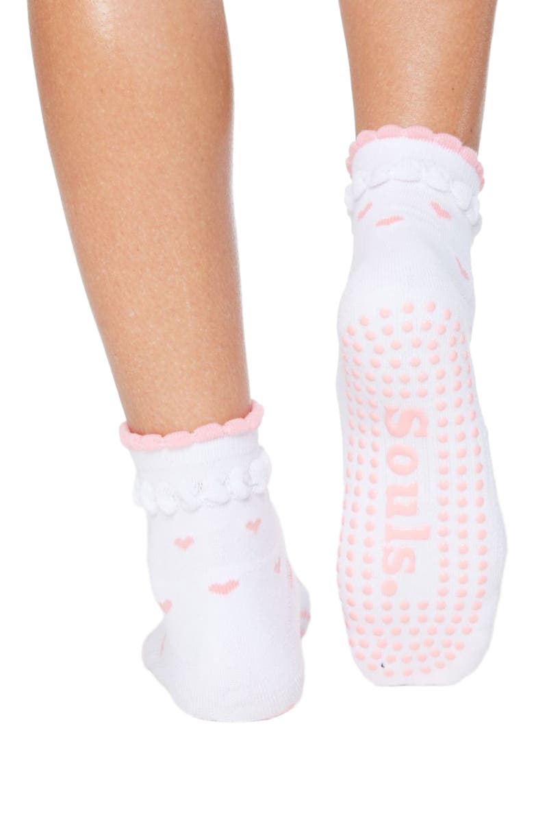 Souls. Ruffle Hearts Ankle Grip Socks, Alternate, color, White