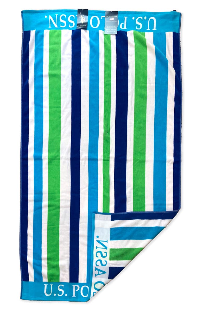 US POLO ASSN Port Stripe Jacquard Beach Towel, Alternate, color,