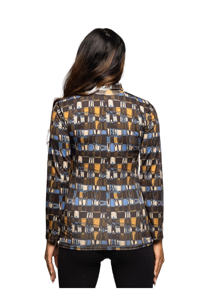 Mock Neck Long Sleeve Printed Top, Alternate, color, Green Multi