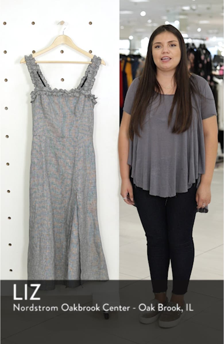 Lavender Front Slit Linen Midi Dress, sales video thumbnail