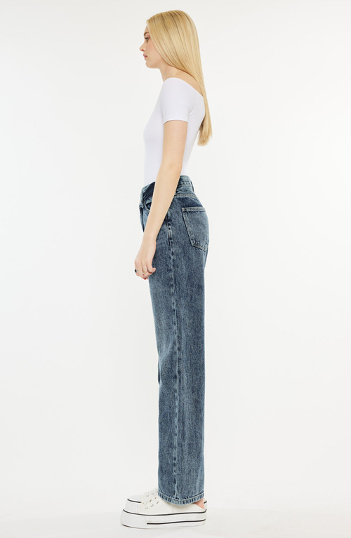 Kancan Kora High Rise 90's Straight Leg Jeans In Blue