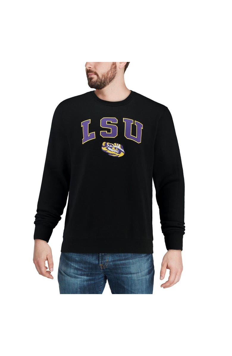 COLOSSEUM Men's Colosseum Black LSU Tigers Arch & Logo Crew Neck Sweatshirt, Alternate, color, Black