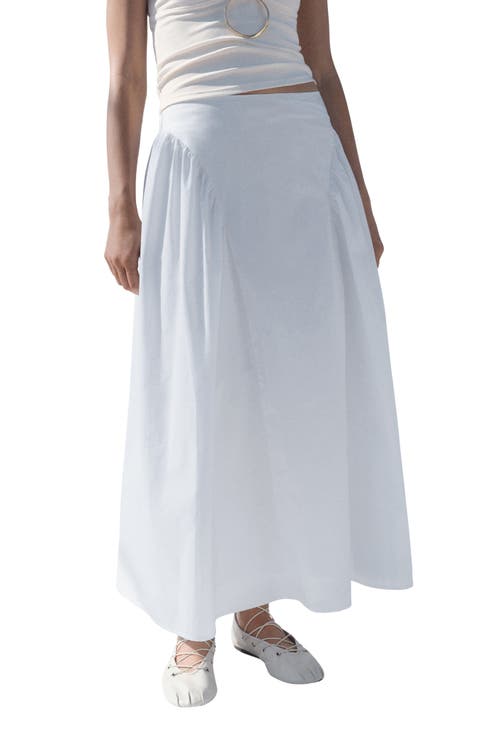 Cotton Midi Skirt with Pleats