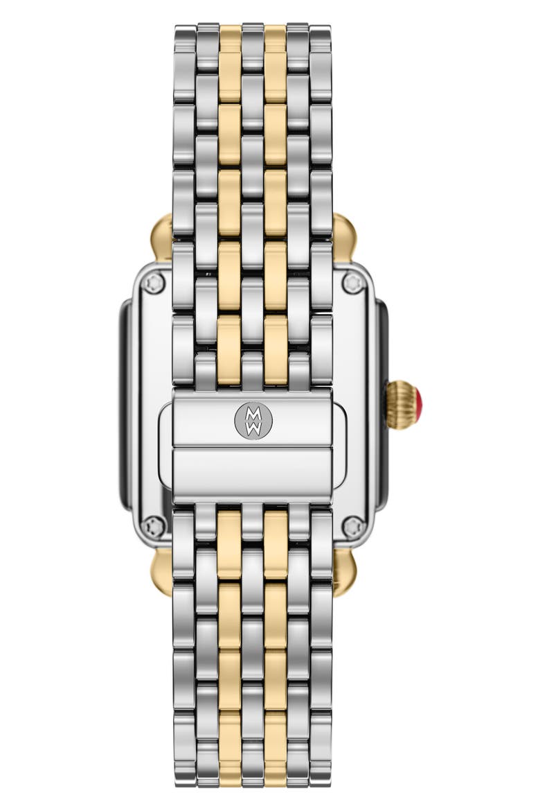 Deco Madison Mid Two-Tone 18K Gold Plate Diamond & Mother-of-Pearl Bracelet Watch, 29mm x 31mm, Alternate, color, TWO TONE