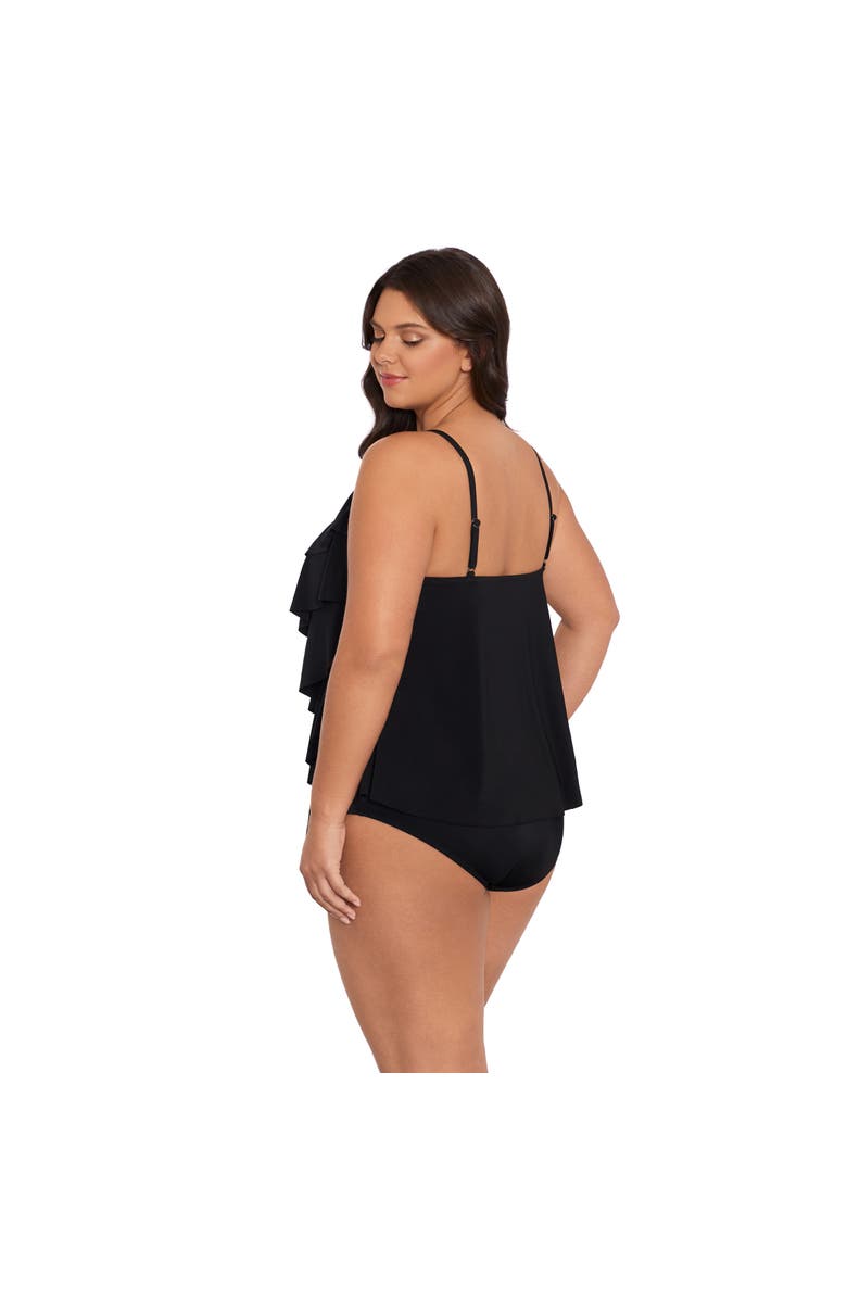 Trimshaper Rachel 5 Tier Ruffle Plus Size Tankini Swimsuit Top, Alternate, color, Black