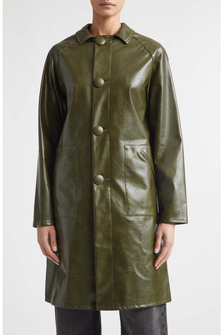 Faux Leather Coat, Main, color, FOREST GREEN