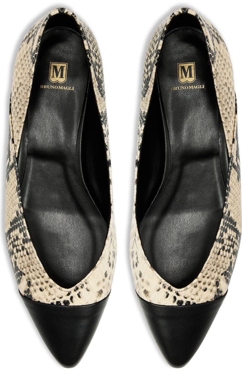 Bruno Magli Parma Pointed Toe Flat, Alternate, color, Ivory Snake/ Black