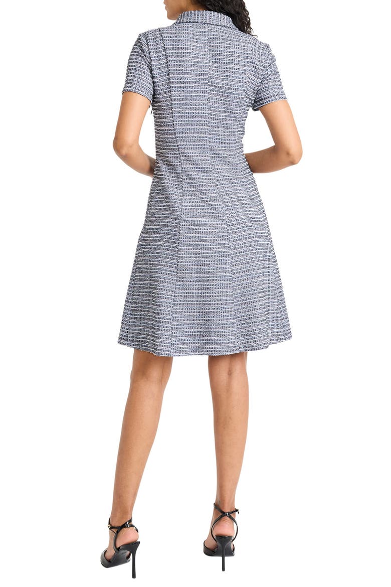 Collared Short Sleeve Tweed Dress, Alternate, color, NAVY MULTI
