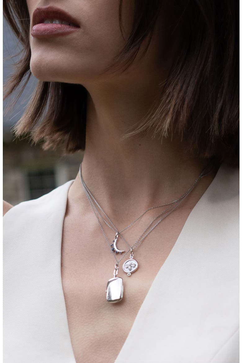 Slim Rectangular Locket Necklace, Alternate, color, STERLING SILVER