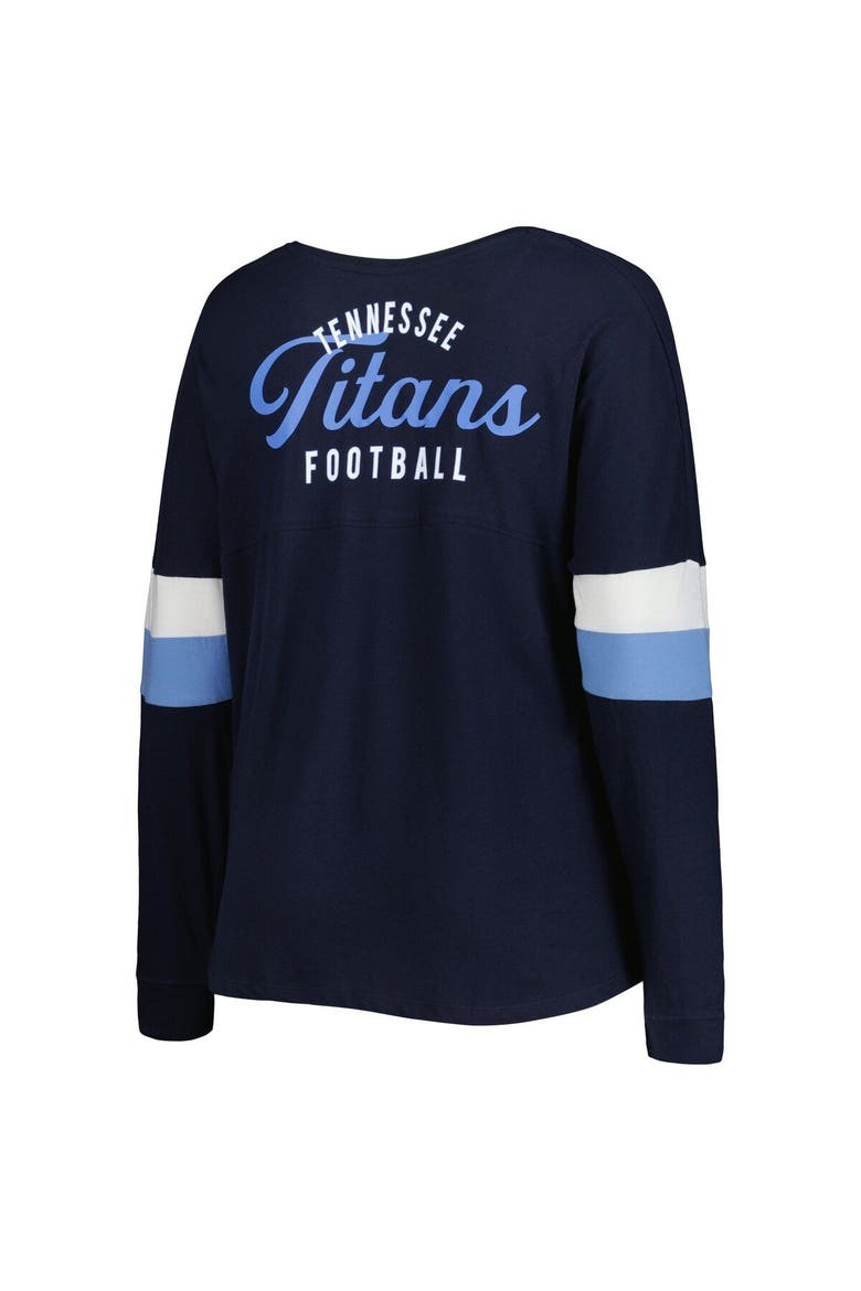 Women's New Era Navy Tennessee Titans Plus Size Athletic Varsity Lace-Up V-Neck Long Sleeve T-Shirt, Alternate, color, Navy