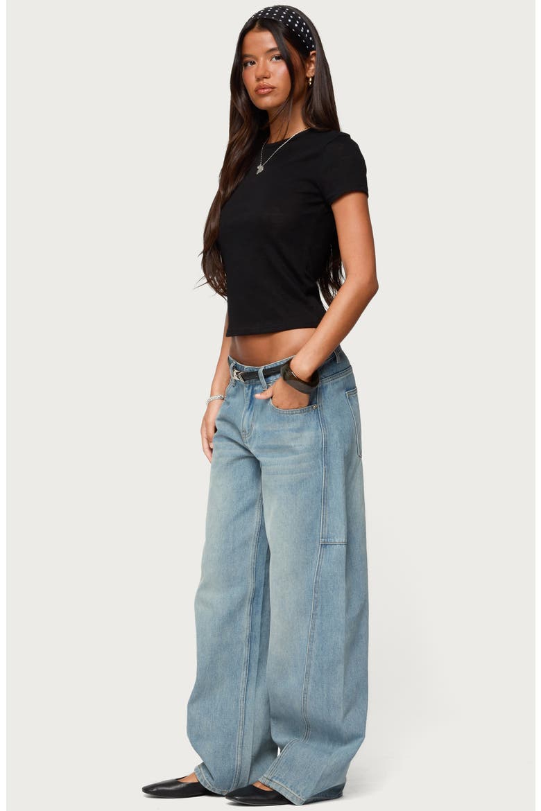 Nikkey Semisheer Crop T-Shirt, Alternate, color, BLACK