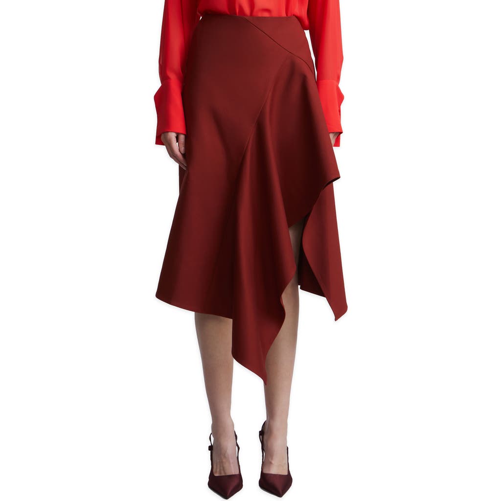 Bcbgmaxazria Emma Asymmetrical Cotton Blend Midi Skirt In Brown