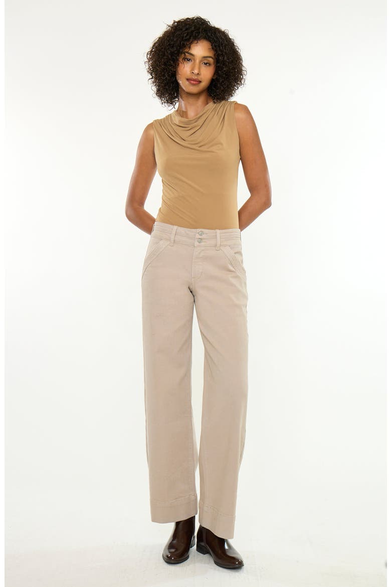 Tamryn Essentials Mid Rise Wide Flare Jeans, Alternate, color, Tan