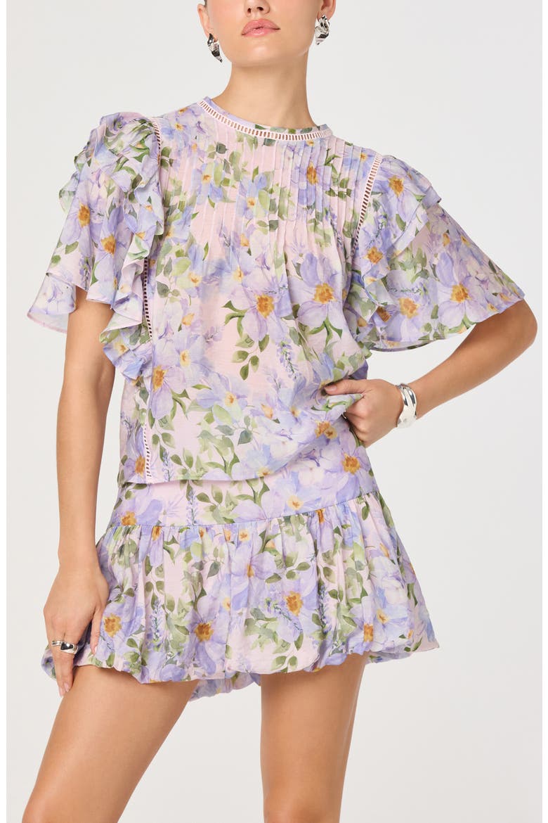 Kinley Flutter Sleeve Top, Alternate, color, LILAC FLORAL