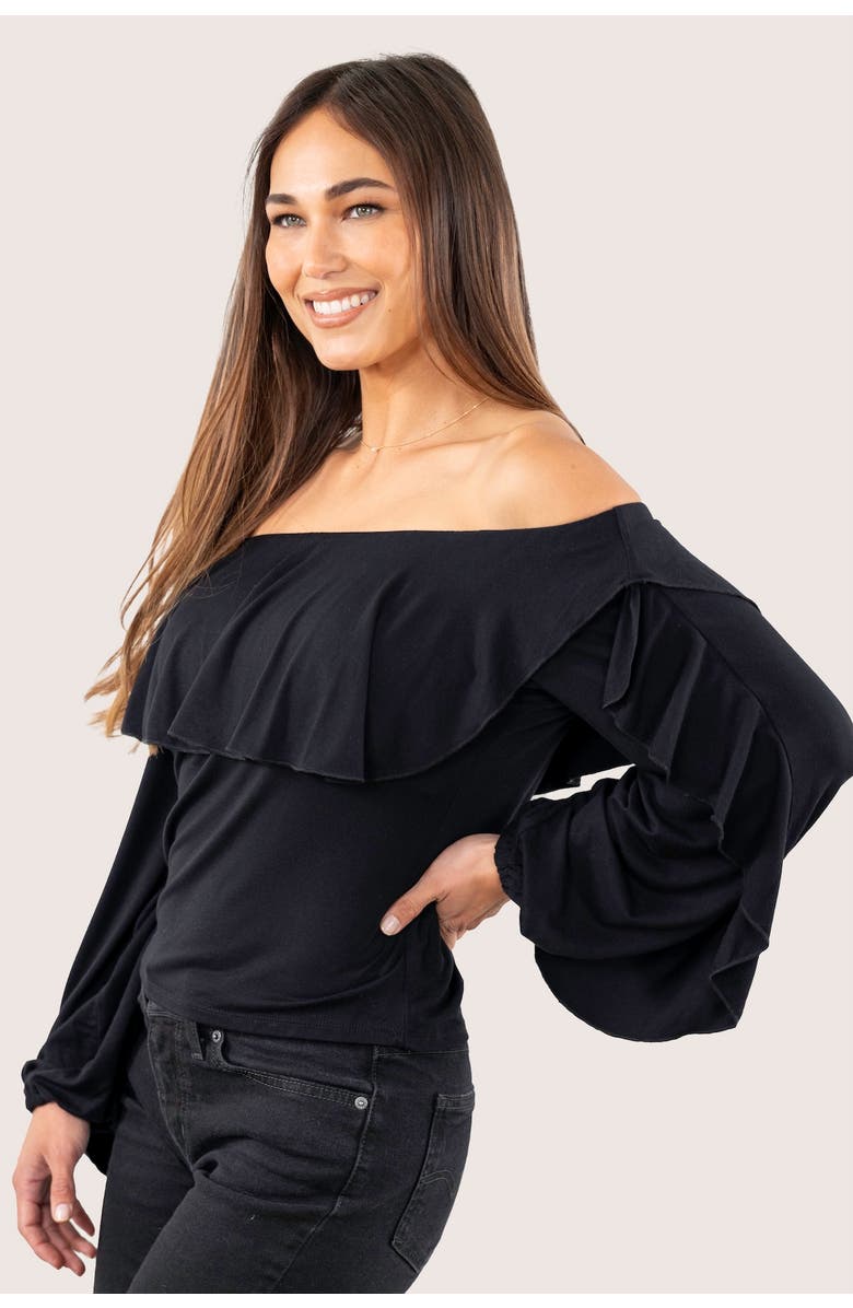 JJwinks Vixen Built-In Shelf Off-The-Shoulder Long Sleeve Ruffle Top, Alternate, color,
