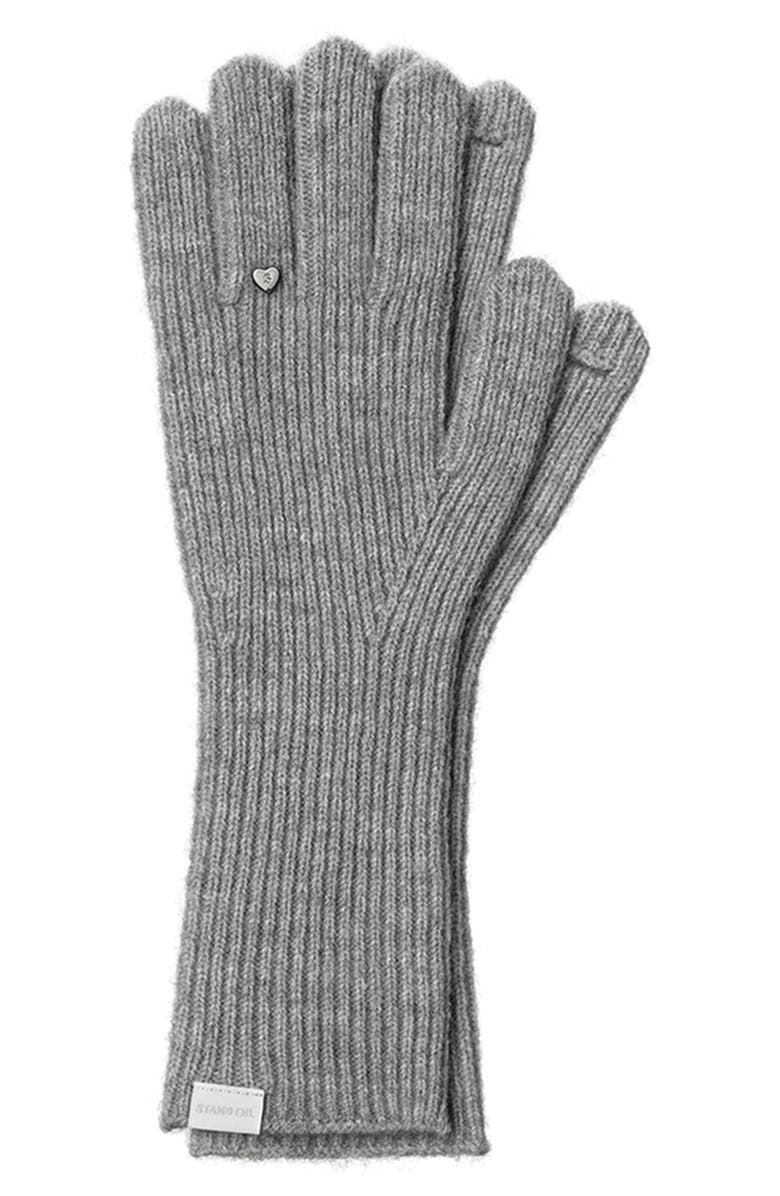 Stand Oil Heart Stud Knit Gloves, Alternate, color,