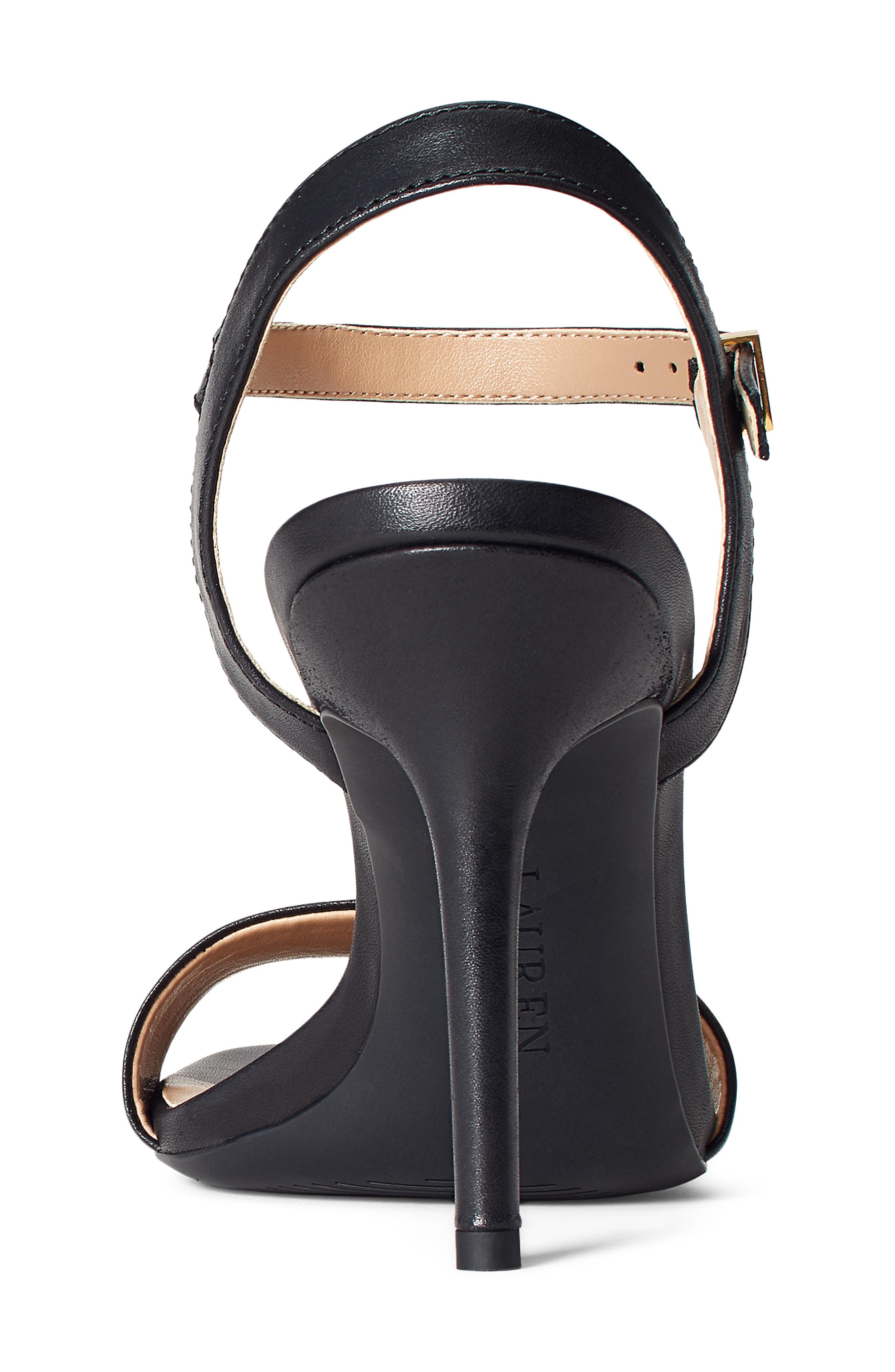 Gwen Ankle Strap Leather Sandal, Alternate, color, BLACK