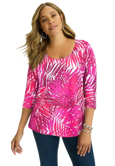 Stretch Cotton Scoop Neck Tee (Plus)
