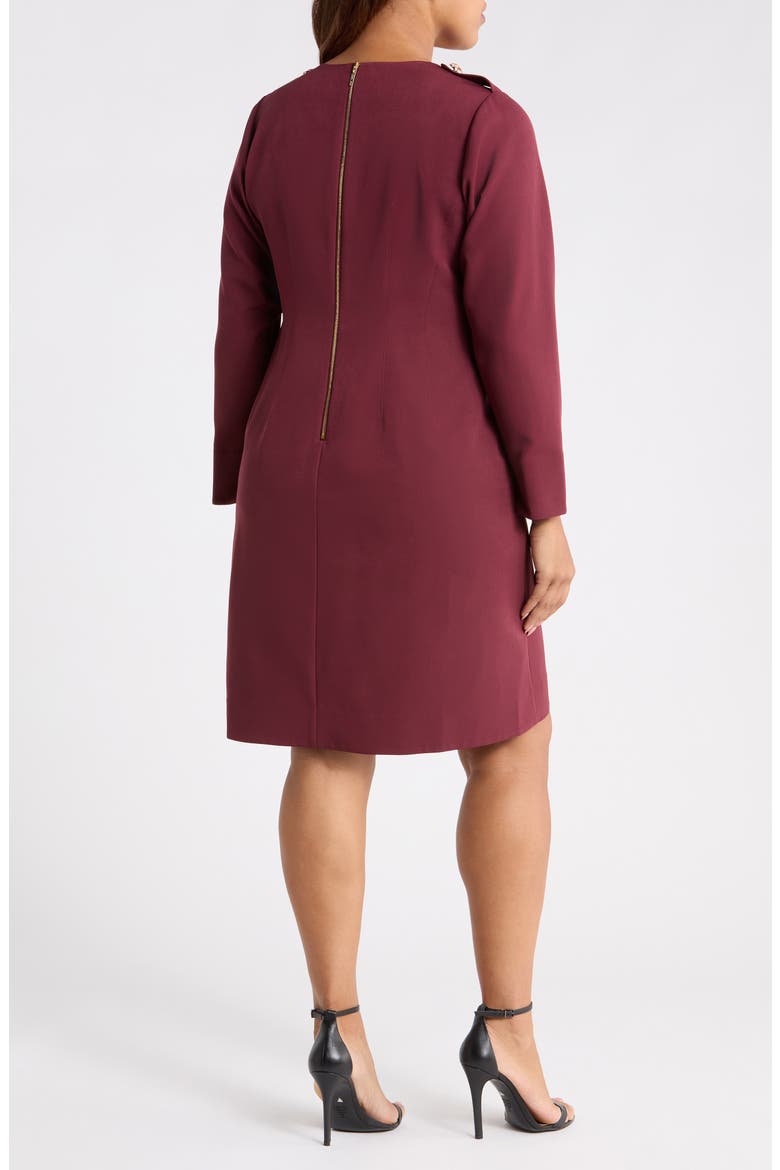 Long Sleeve Crepe Sheath Dress, Alternate, color, CRANBERRY