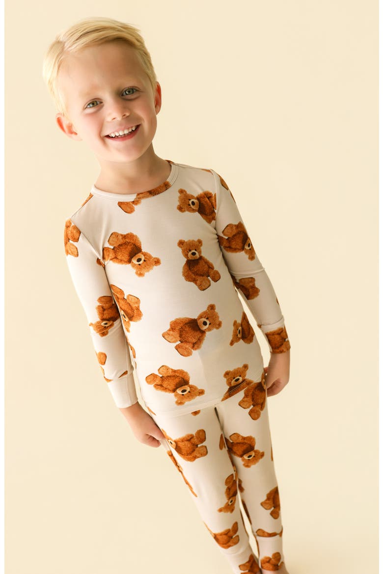 Kids' Print Fitted Two-Piece Pajamas, Alternate, color, BEIGE