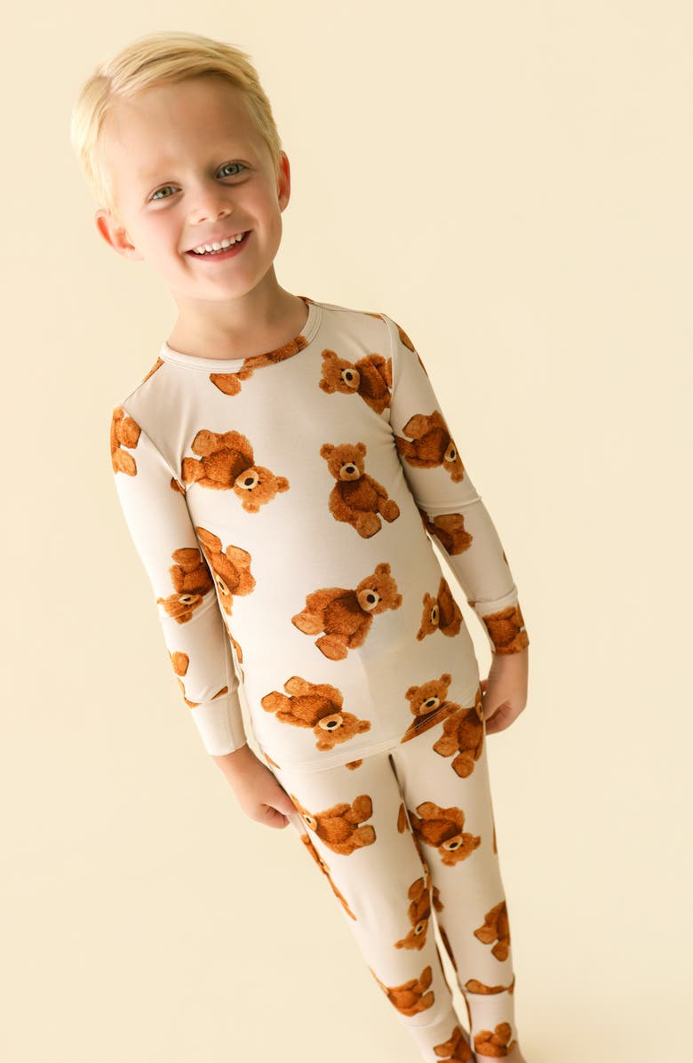 Posh Peanut Kids' Print Fitted Two-Piece Pajamas, Alternate, color, Beige