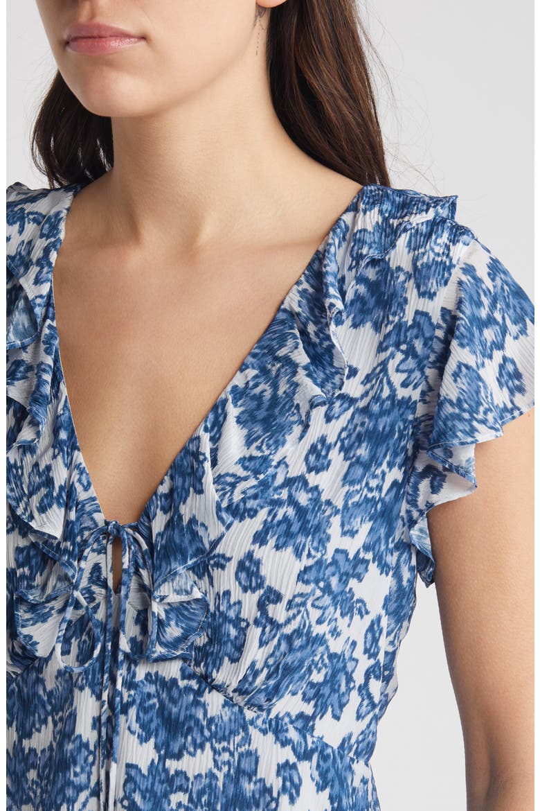 Carmine Floral Flutter Sleeve Top, Alternate, color, CHAMBRAY FLORAL