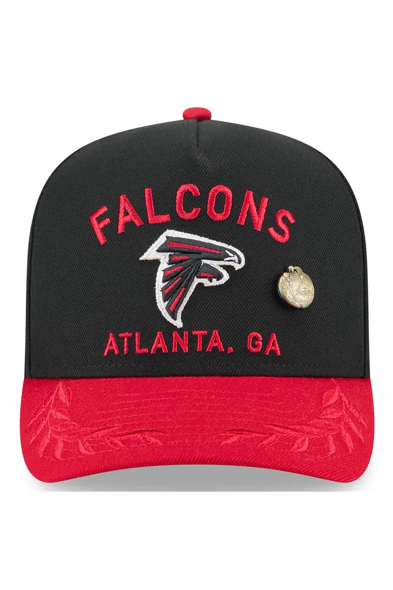 Men's New Era Black/Red Atlanta Falcons 2025 NFL Draft On Stage A-Frame 59FIFTY Fitted Hat, Alternate, color, Black