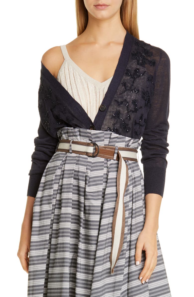 Brunello Cucinelli Floral Embroidered Cardigan, Main, color, 