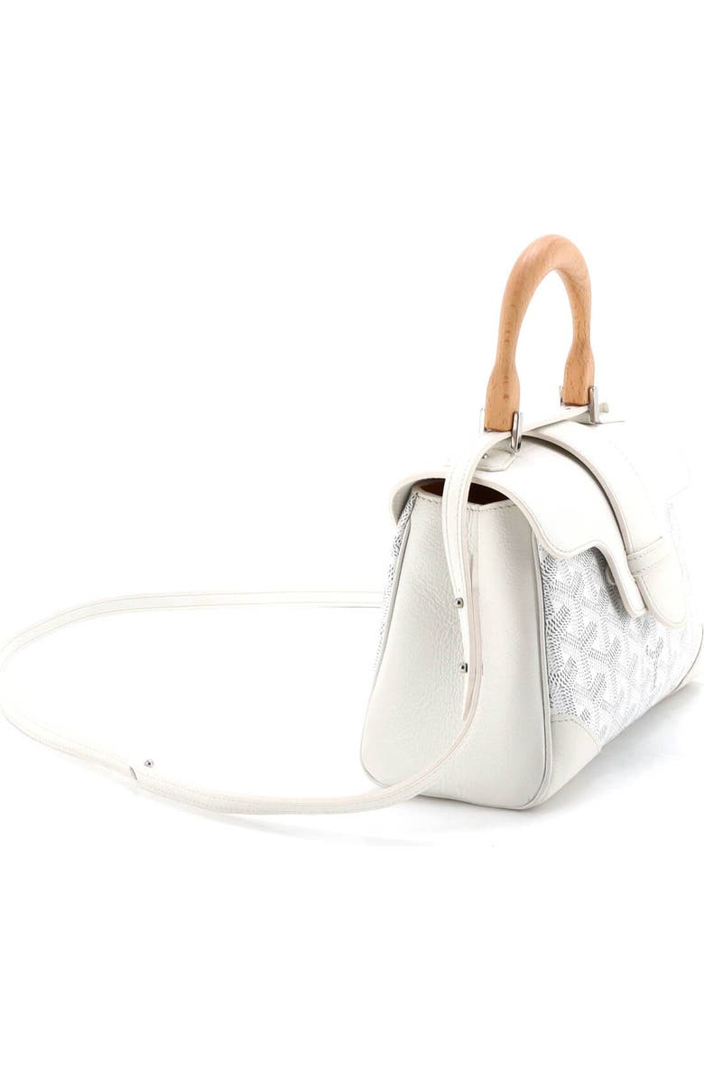 Pre-Owned Goyard Saigon Top Handle Bag Coated Canvas with Leather Mini, Alternate, color, White