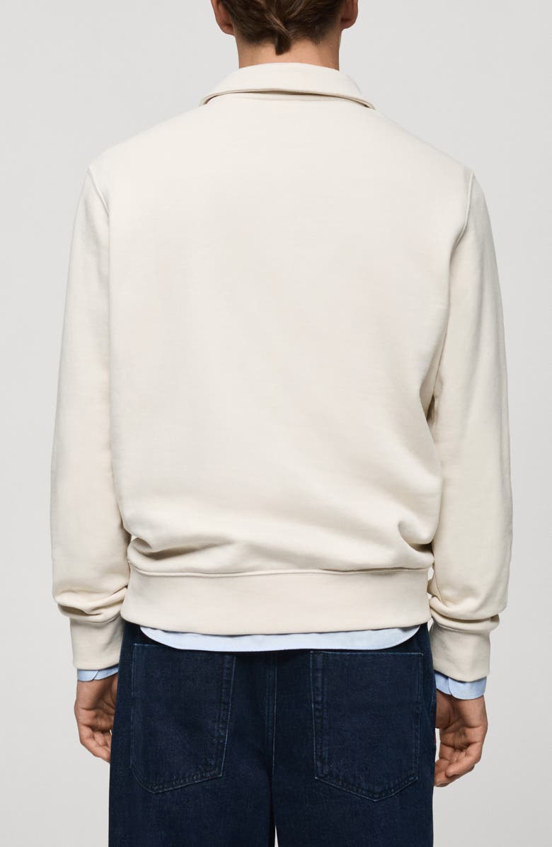 MANGO Cotton Blend Polo Sweatshirt, Alternate, color, Ecru
