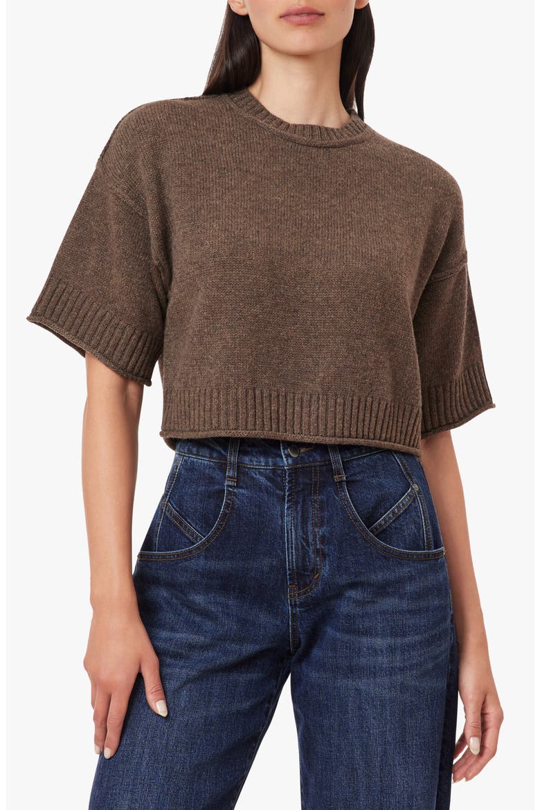 Crewneck Crop Sweater, Main, color, HEATHER MOCHA
