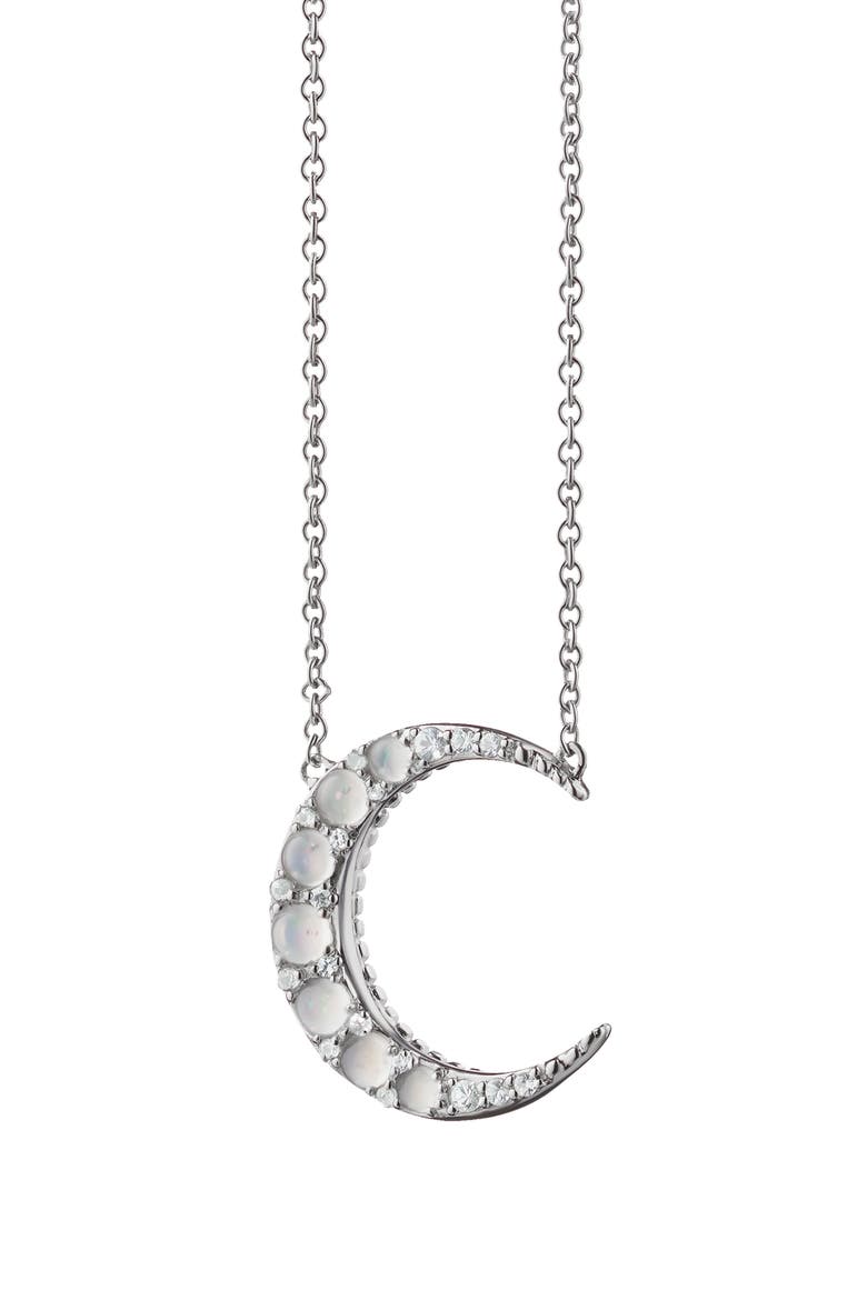 Mini Crescent Moon Pendant Necklace, Main, color, SILVER