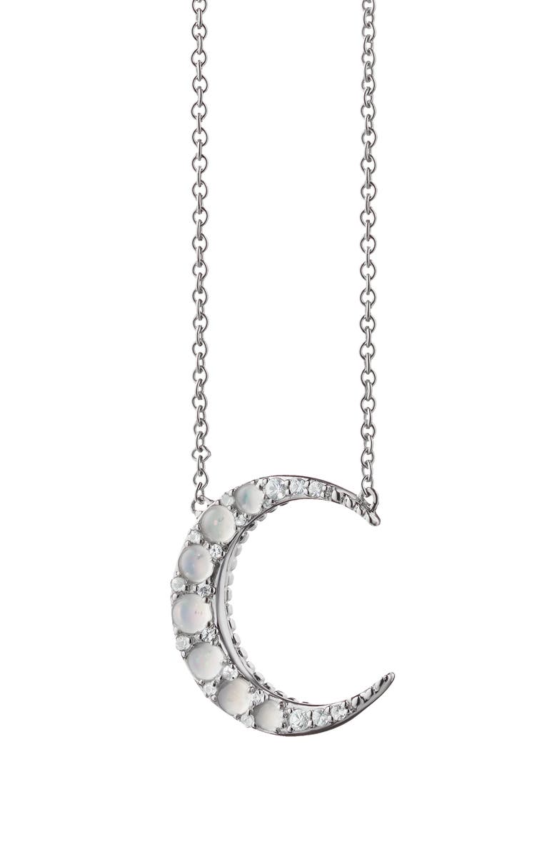 Monica Rich Kosann Mini Crescent Pendant Necklace, Main, color, Silver