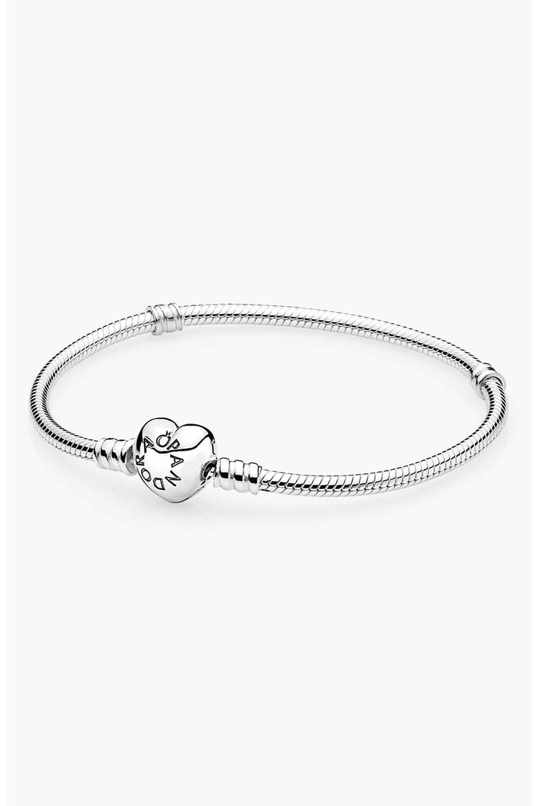 Heart Clasp Charm Bracelet, Main, color, NO COLOR