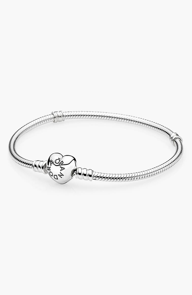 PANDORA Heart Clasp Charm Bracelet, Main, color,