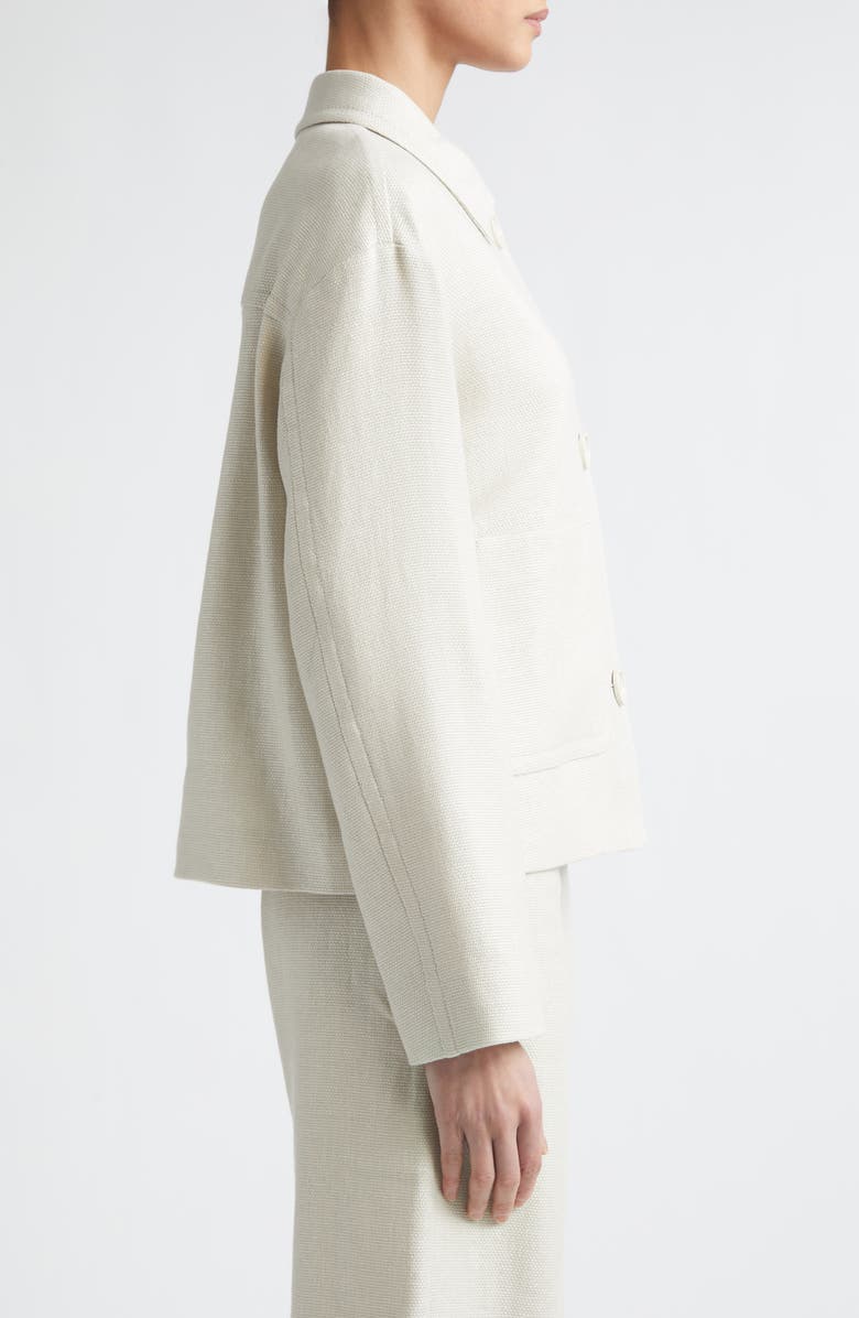 Max Mara Dattero Stretch Flax & Cotton Jacket, Alternate, color, Ivory