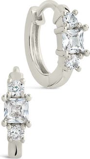 Sterling Forever Kendall Cubic Zirconia Huggie Hoop Earrings