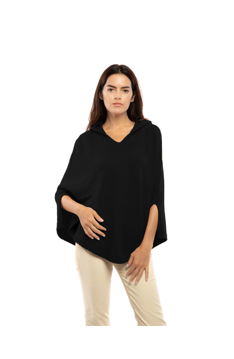 Monticelli Cashmere Pure Cashmere Hooded Poncho, Main, color, Black