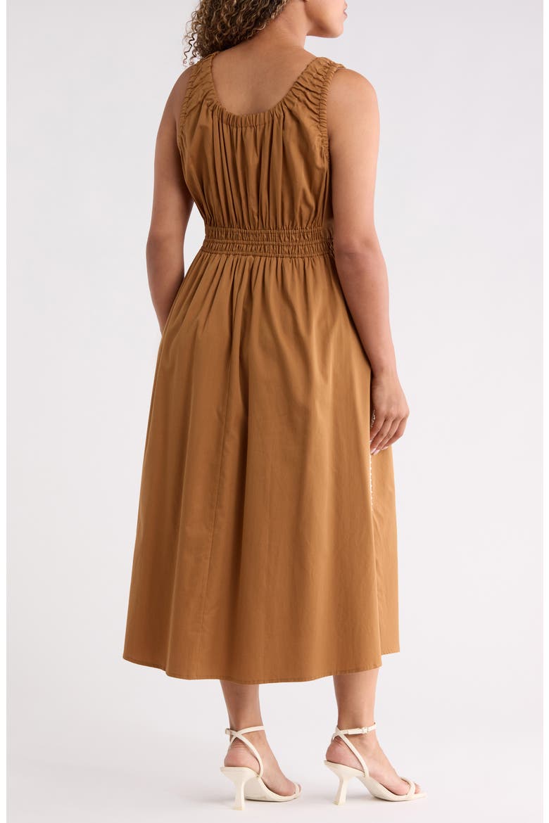 Smocked Waist Lace Trim Sleeveless Maxi Dress, Alternate, color, BUTTER TOFFEE