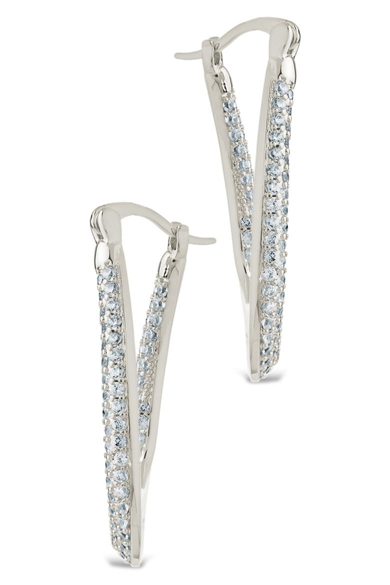 Clodagh Teardrop Pavé Hoop Earrings, Alternate, color, SILVER