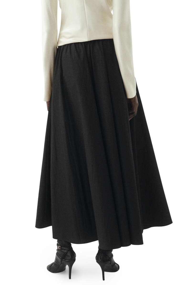 MANGO Selection Flared Cotton Blend Midi Skirt, Alternate, color, Black
