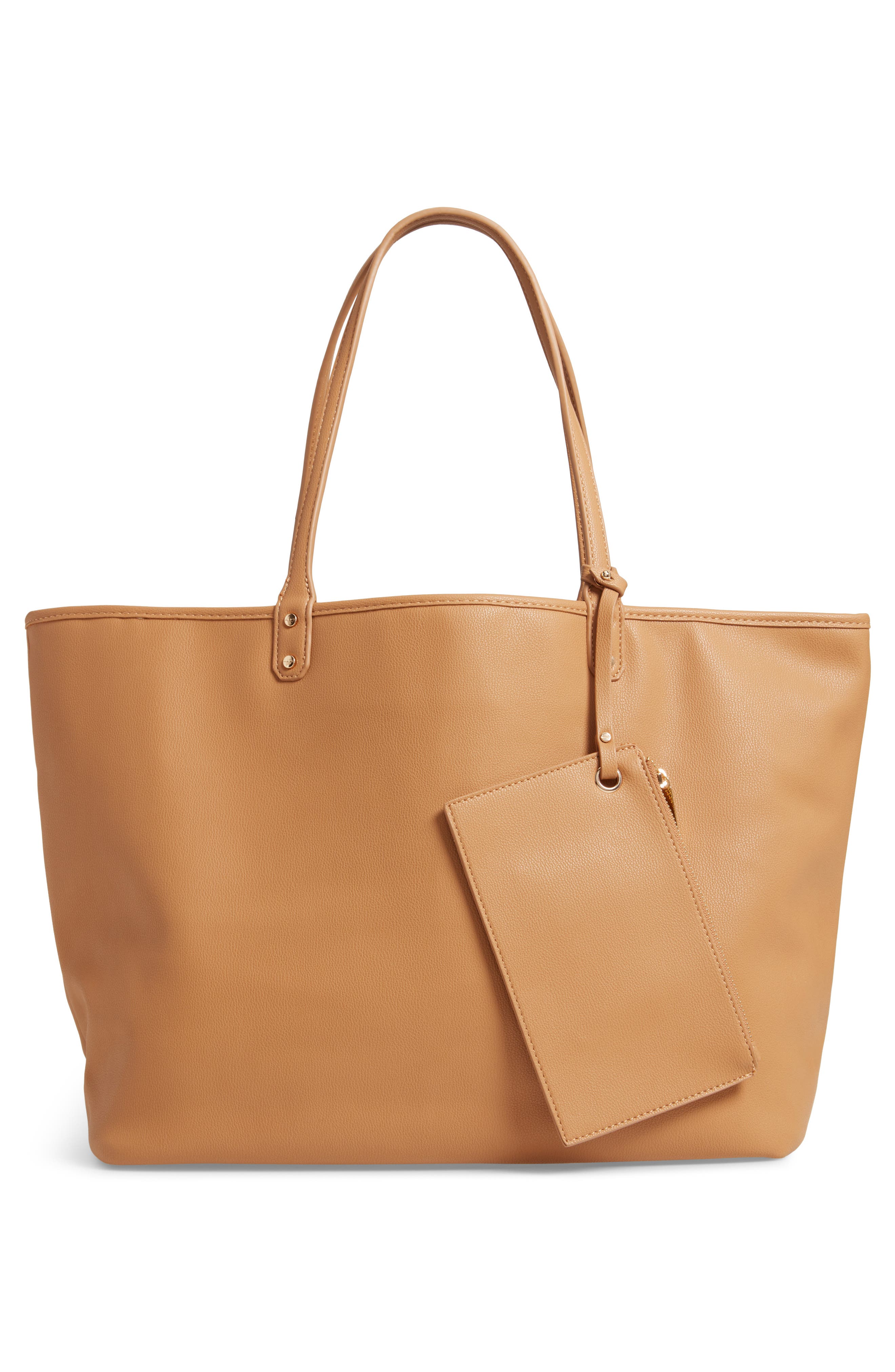 Tina Leopard Print & Vegan Leather Reversible Tote, Alternate, color, CAMEL