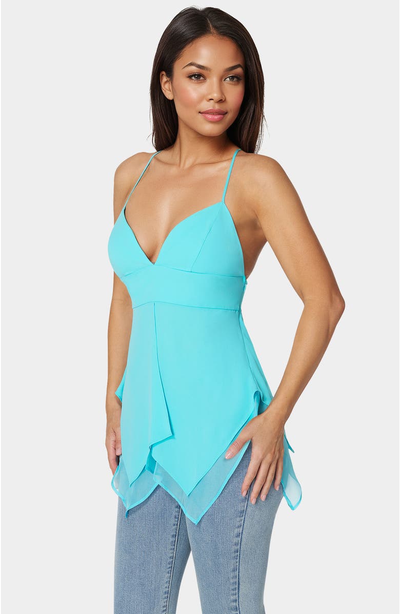 bebe Asymmetric Butterfly Tank Top, Alternate, color, Capri